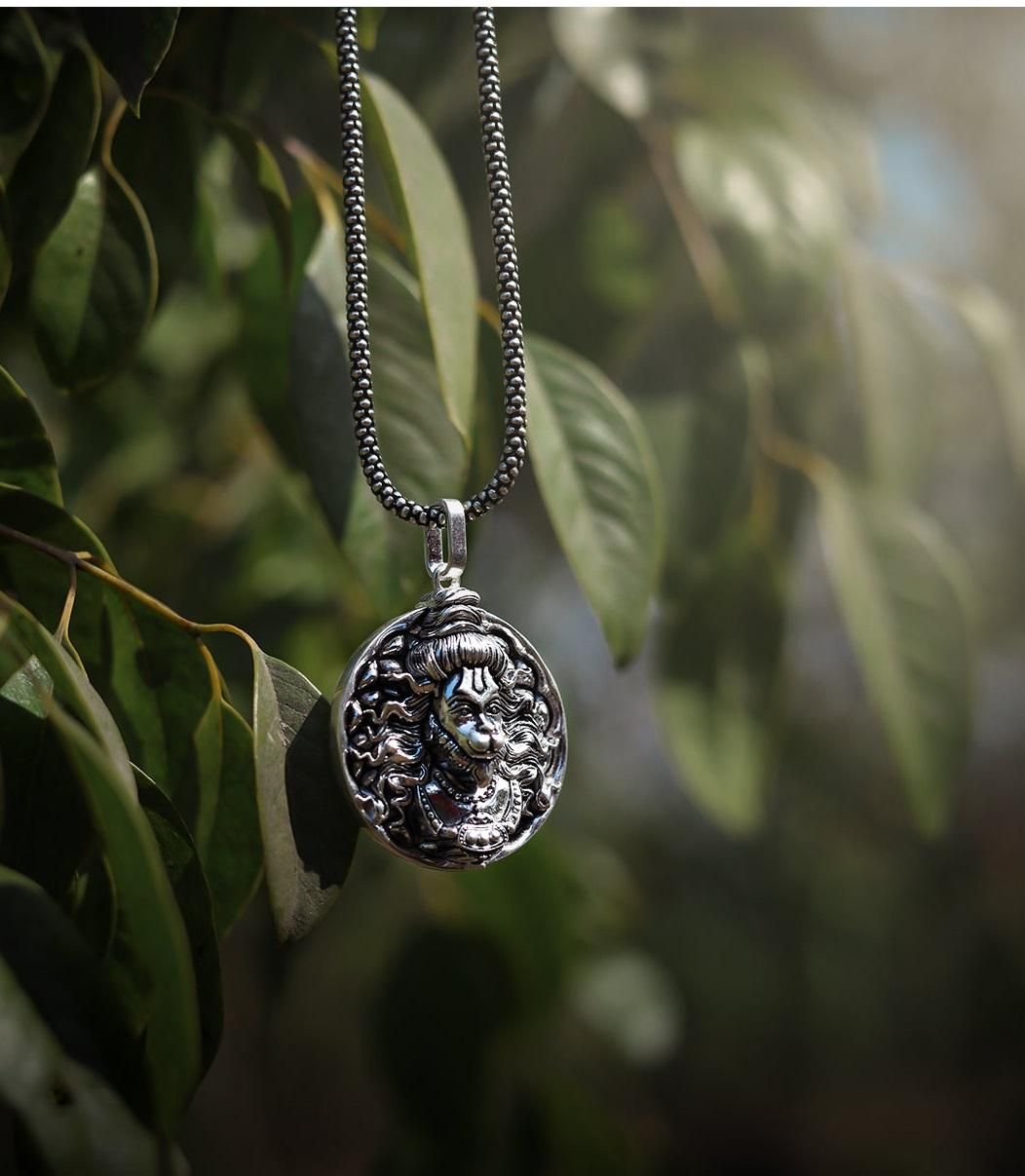 🤩Hanuman Anjani 🙏 Putra Pendant Oxidised Silver Chain🤩
