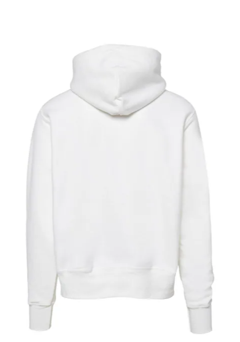 White Printed Fleece Hoody Regular Fit Long Sleeve Womens Sweatshirt