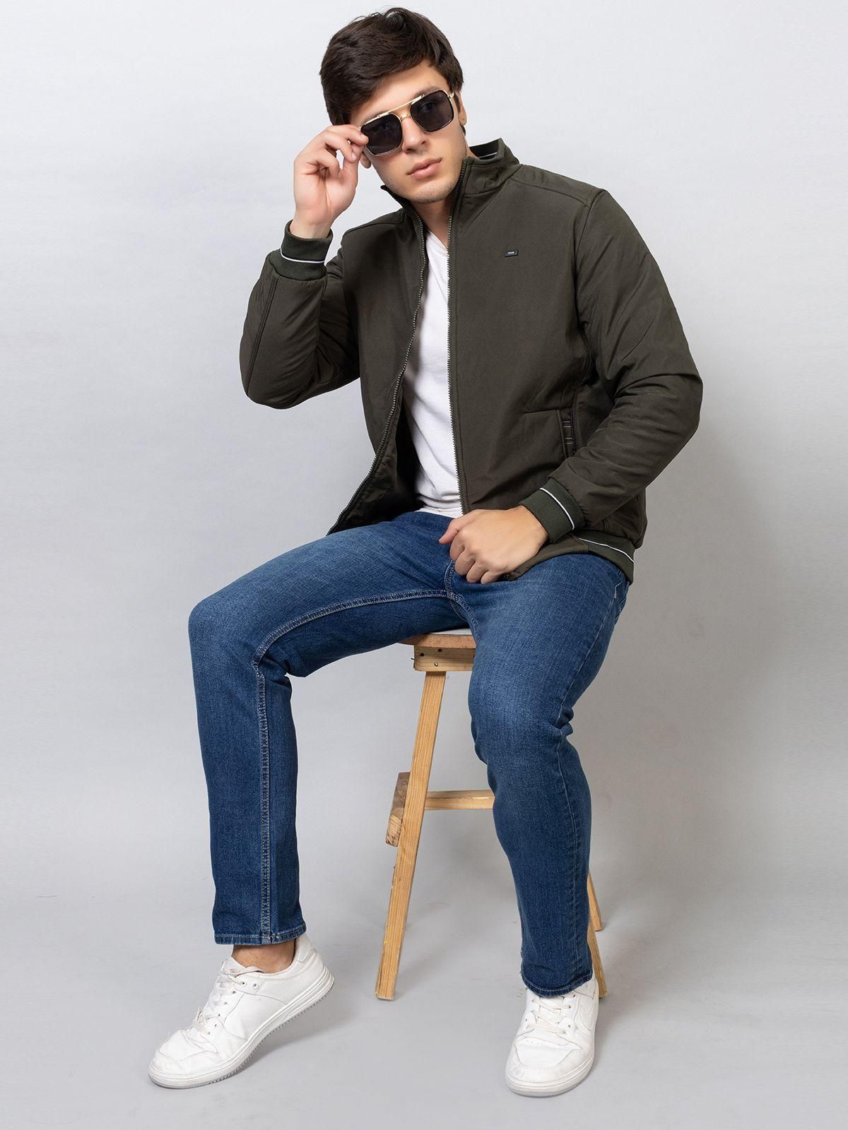 Men's Full Sleeve Lightweight Tailored Olive Jacket Success