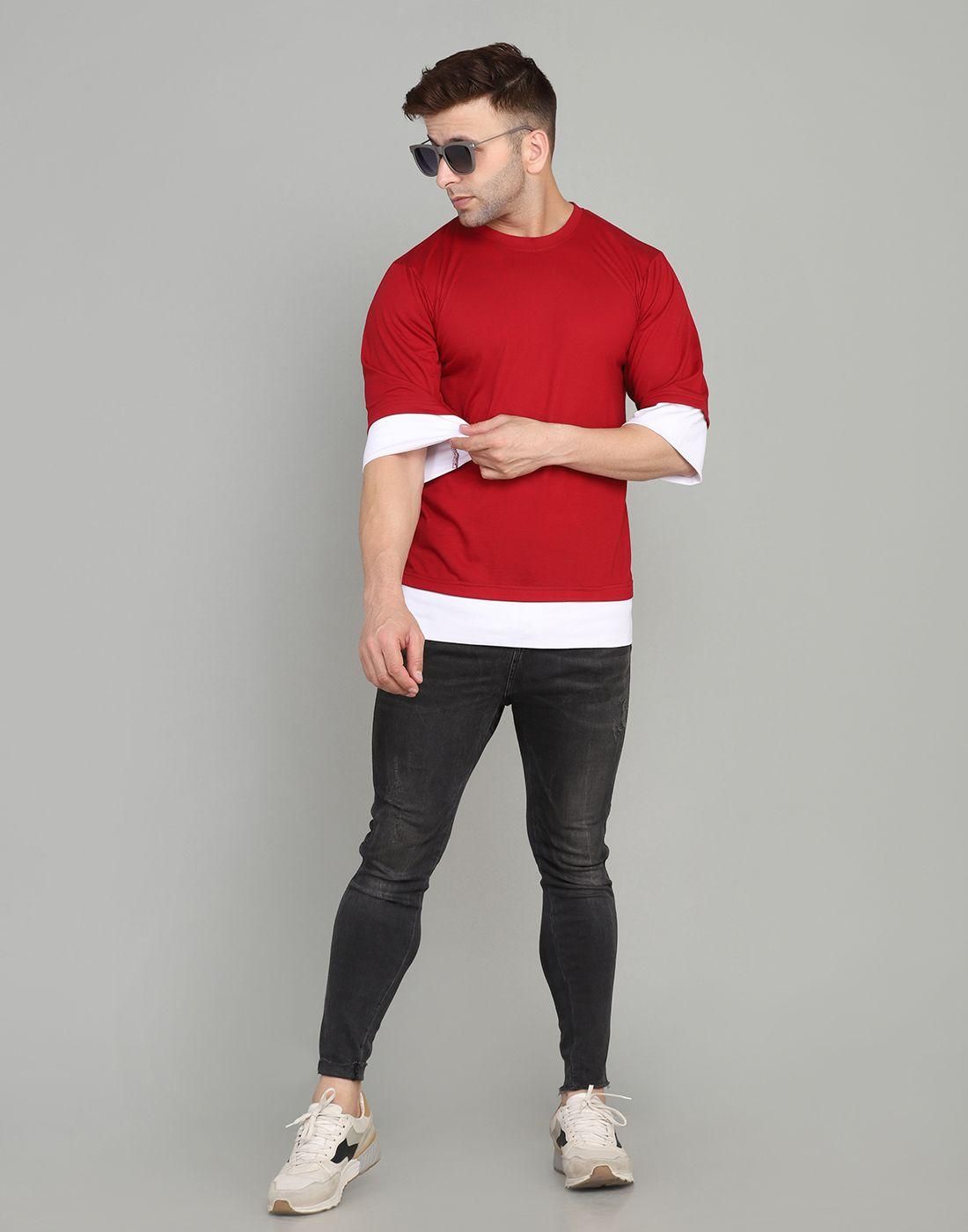 Denzolee Oversized Solid Round Neck T-Shirt For Men's