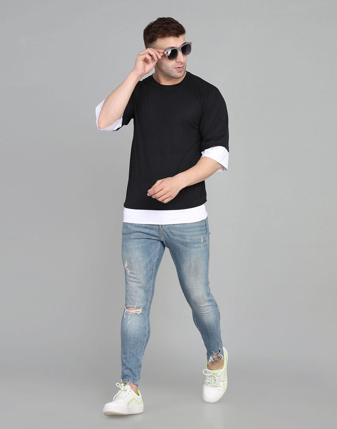 Denzolee Oversized Solid Round Neck T-Shirt For Men's