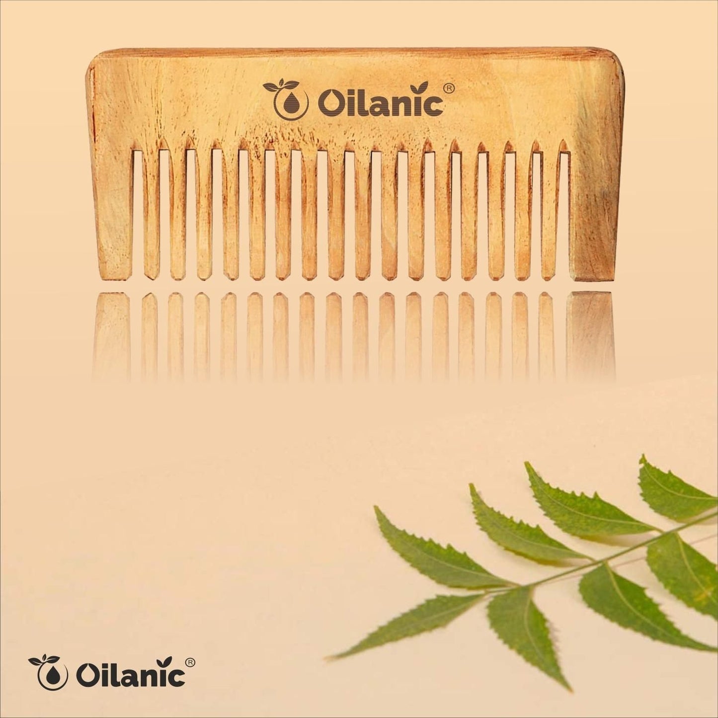 Pure & Natural Neem Oil & Herbal Handmade Neem Wooden Comb(5.5 inches)