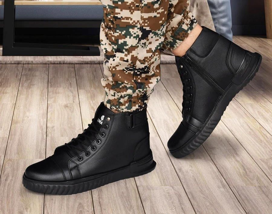 Men's Black Korean Style Boots
