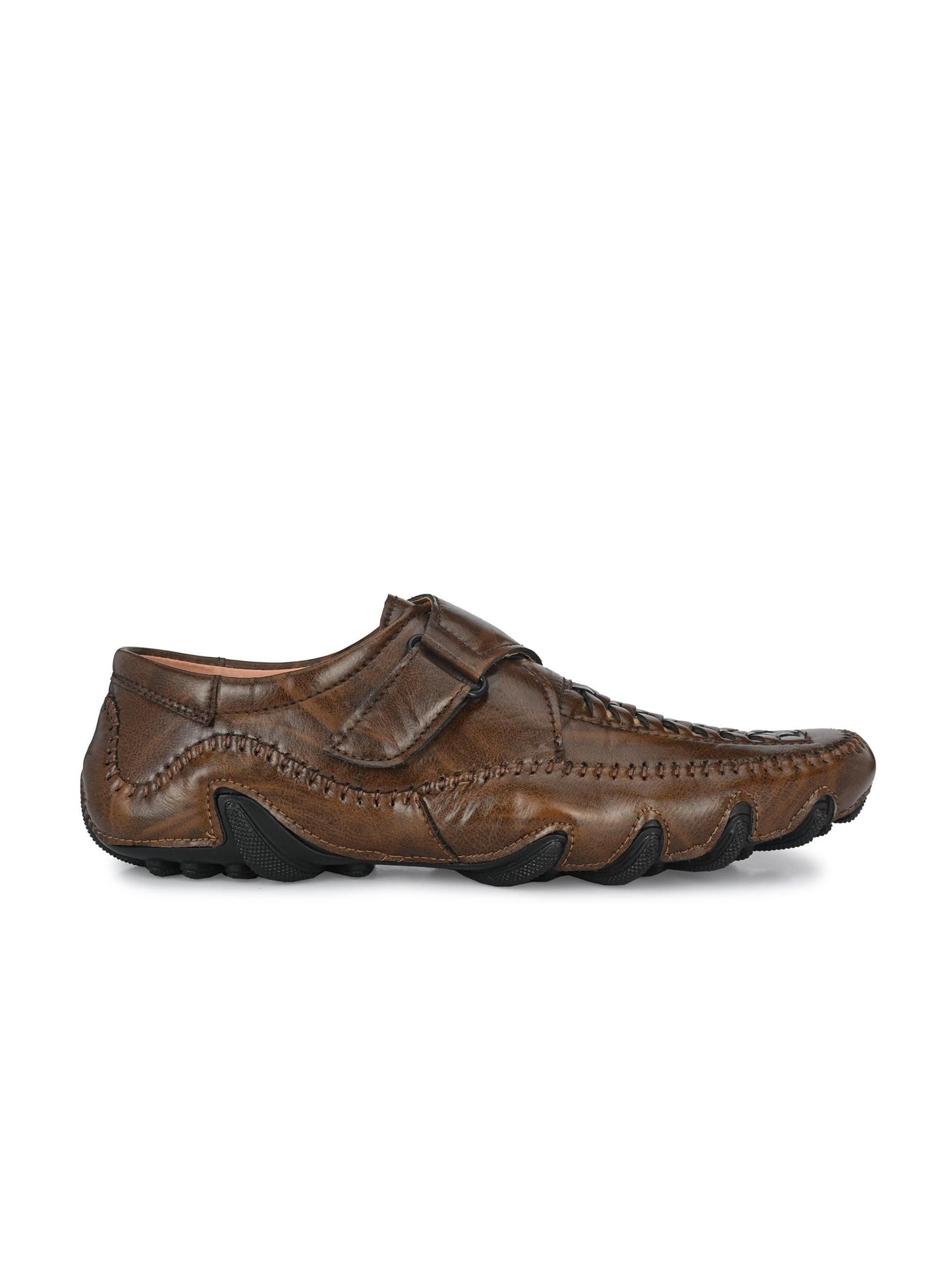 Men's Brown Synthetic Leather Slip-On Casual Sandals