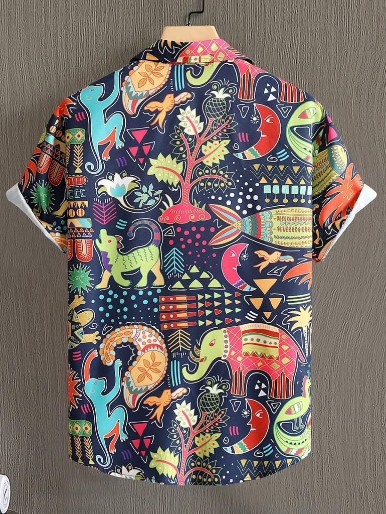 Men's Causal Printed Lycra Blend Shirts