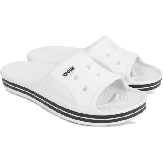 CasualVogue Stylish White Cross Men's Slippers