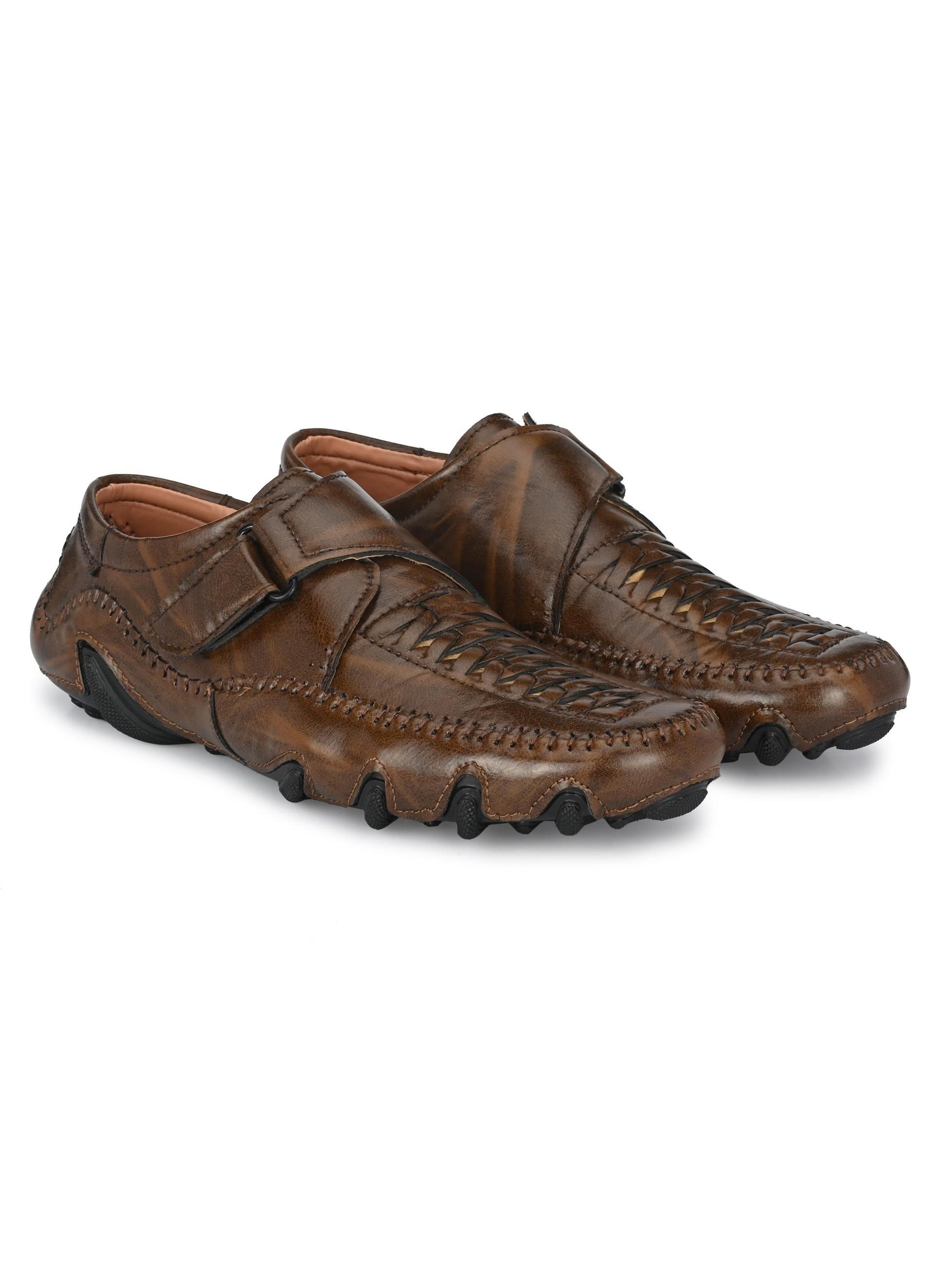 Men's Brown Synthetic Leather Slip-On Casual Sandals