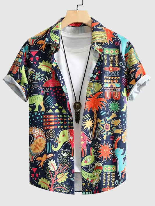 Men's Causal Printed Lycra Blend Shirts